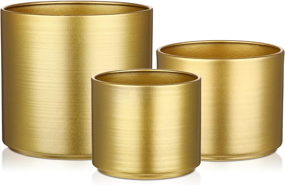 Gouden metalen bloempotten - Stylish plantenpotten - 3 stuks - 9/10/14 cm