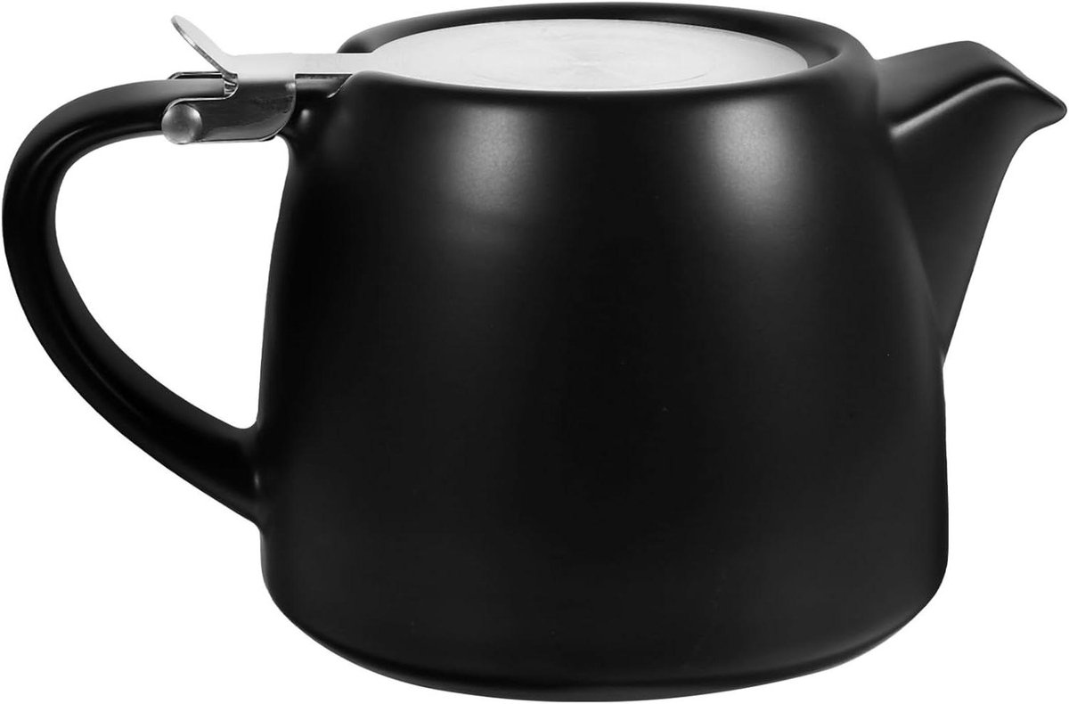 Inovra Plus - Keramische theepot met RVS theezeefjes 500 ml - Theeketel voor losse theebladeren - Theezeef voor losse thee - Bloeiende thee - Zwart - Theeaccessoires