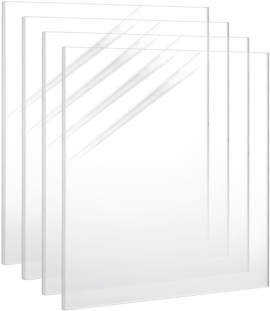 Allecto Plus - Set de 4 feuilles acryliques transparentes 3 mm 30 x 30 cm - Feuilles plastiques pour extérieur - Plexiglas 3 mm d'épaisseur pour projets de Décoration et de découpe laser