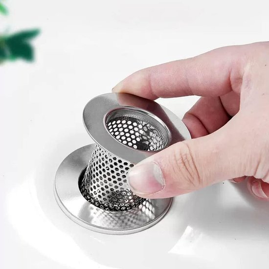 2 stuks roestvrijstalen afvoerzeef, douche, 5,5 x 3,3 cm, universele roestvrijstalen douchezeef voor spoelbak, keukenspoelbak, haarzeef, douche voorkomt verstopping van douche en keuken, badkamer
