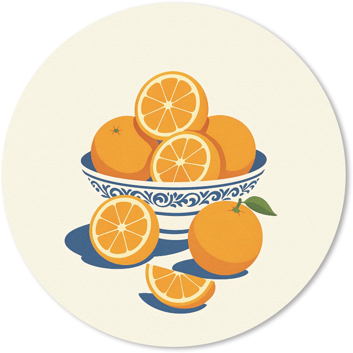 Muismat rond 30x30 cm - Mousepad Schaal - Minimalistisch - Oranje - Sinaasappels - Ronde muismatten