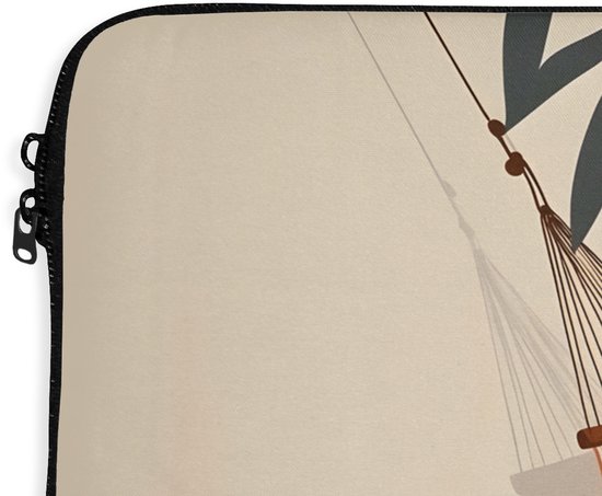 Laptophoes 13 inch - Hangmat - Kleurrijk - Bladeren - Schaduw - Laptop sleeve - Binnenmaat 32x22,5 cm - Zwarte achterkant