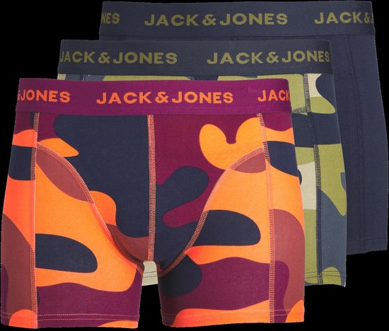 JACCAMOUFLAGE 5 Pack Boxer Uomo In Cotone Ed Elastan - Modello Trunks - Navy Blazer, Exuberance, Purple Portion, Olive Branch