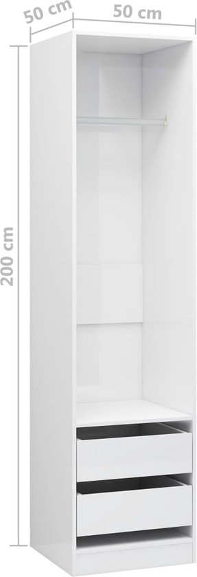 Kledingkast met lades 50x50x200 cm bewerkt hout wit kopen