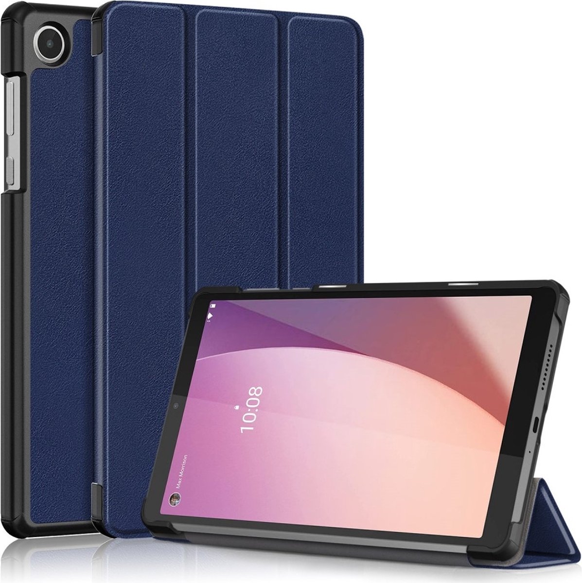 Lunso - Geschikt voor Lenovo Tab M8 Gen 4 (8 inch) - Tri-Fold Bookcase hoes - Donkerblauw