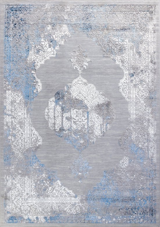 SURYA Vloerkleed - Woonkamer, Slaapkamer - Vintage Oosters Tapijt AZRA - Blauw/Grijs - 200x275 cm