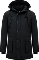 Manteau long matelassé à capuche - 8202 - Zwart