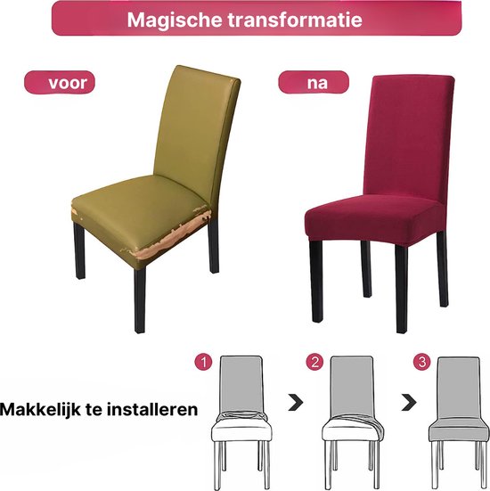 RESTILO Stoelhoezen, set van 4 stretch stoelhoezen, afneembaar, wasbaar, eetkamerstoelen, elastische stoelhoes voor eetkamer, keuken, restaurant, hotel, banket, bruiloft, feest, Sento beige