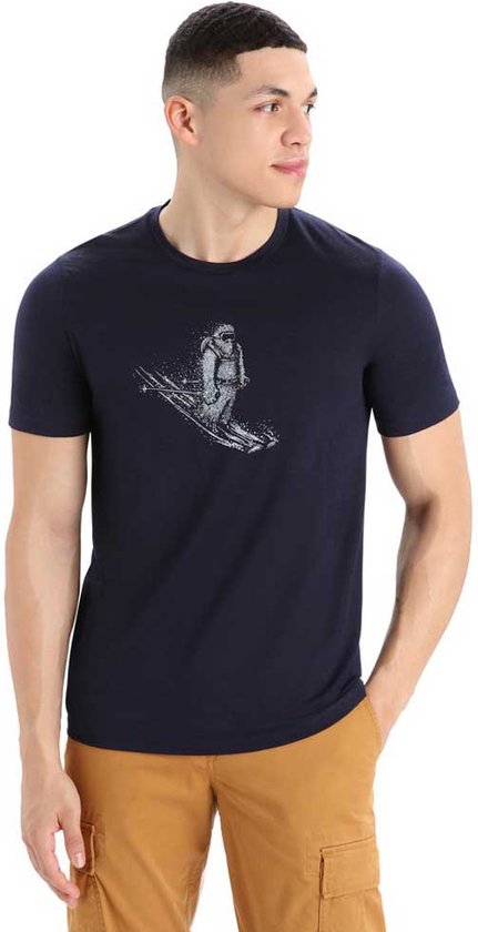 ICEBREAKER T-shirt à manches courtes Tech Lite II Ski Yeti pour hommes - Marine minuit - S