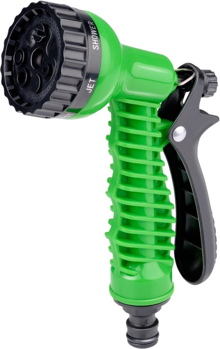 Kinzo Flexibele Tuinslang 10M - Incl. Opzetstuk - Sproeikop met 7 Spraystanden - Kunststof - Groen/Grijs thumbnail 2