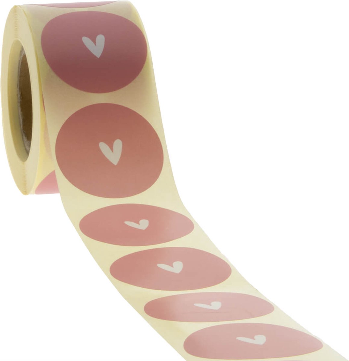 Cadeau stickers - 500 stuks - 'Hartje' Roze 40mm - Stickers volwassenen - Sluitstickers - Sluitzegel - Ronde stickers op rol