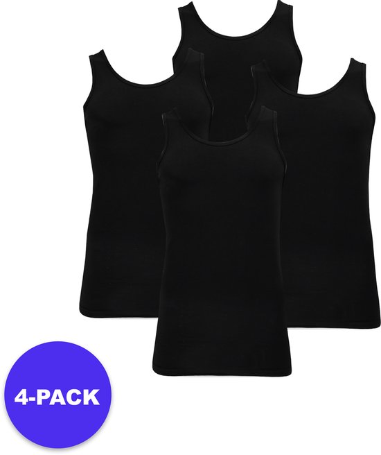 Apollo (Sports) - Bamboe Hemd Heren - Zwart - Maat XL - 4-Pack - Voordeelpakket