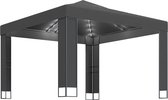 vidaXL Tonnelle avec double toit et guirlande lumineuse LED 3 x 3 m Couleur anthracite