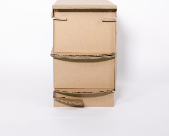 Kartonnen nachtkastje 45cm hoog - 55x40x49 cm - Met lade - Bijzettafel - KarTent