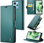 CaseMe - Telefoonhoesje geschikt voor Poco X5 - Retro Wallet Book Case - Met Magnetische Sluiting - Groen