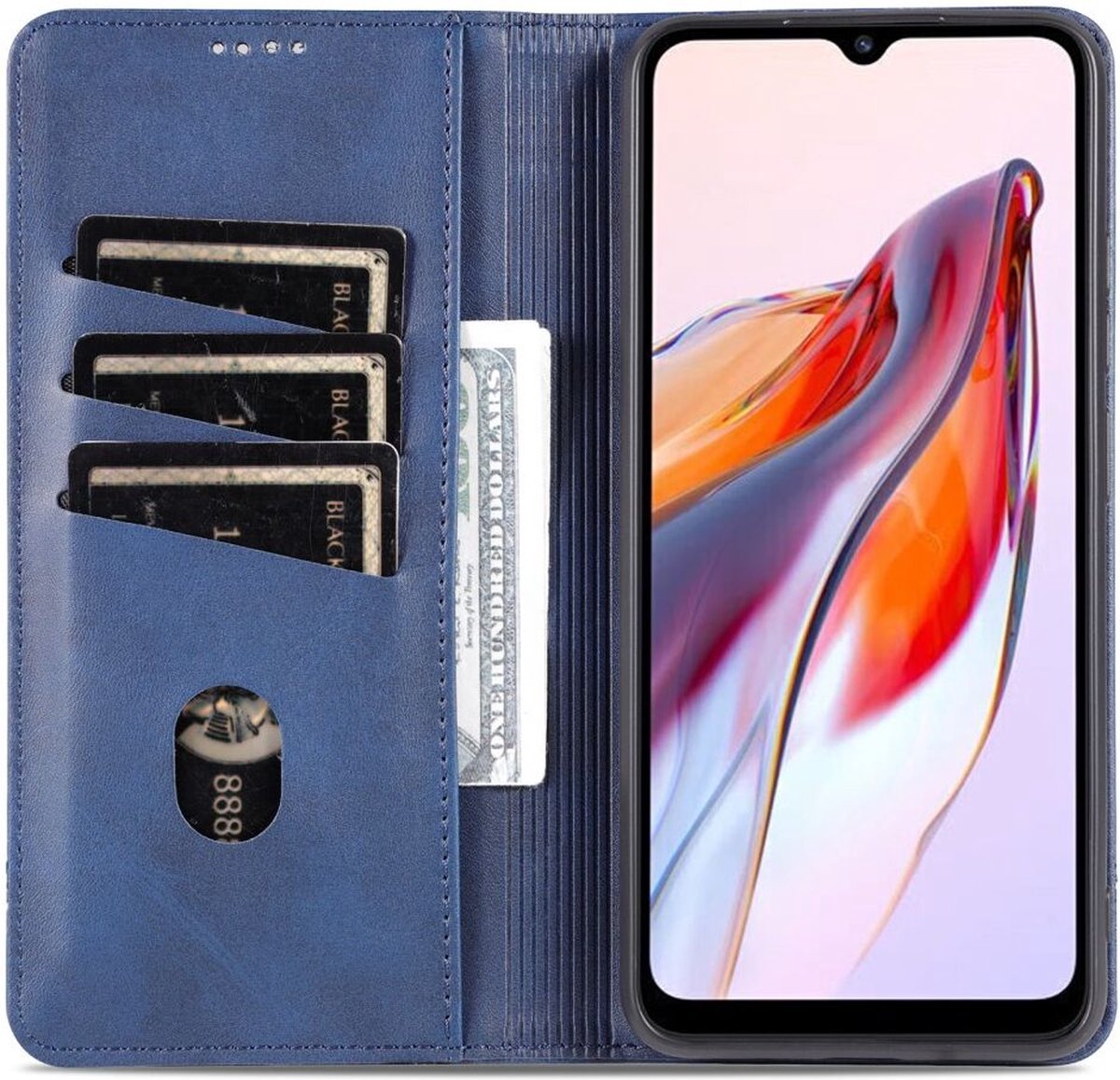 AZNS Xiaomi Redmi 12C Hoesje Portemonnee Book Case Kunstleer Blauw