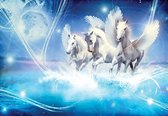 Fotobehang - Vlies Behang - Pegasussen in het Water - Unicorns - 254 x 184 cm