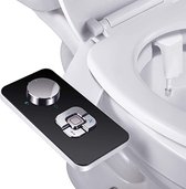 Bidet Toiletbrilbevestiging - Ultradunne niet-elektrische zelfreinigende dubbele nozzles - Frontale en achterzijde - Bidet - Wassen - Koud water - Persoonlijke hygiëne - Zelfreinigend - Dubbele – Premium - Zwart - Ultra dun