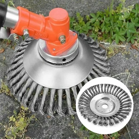 Onkruidborstel - Onkruidverwijderaar - Tuingereedschap - Voegenborstel - Onkruid verwijderen - Grastrimmer - 200 mm - 8 inch - Asgat 25mm - Gras - Tuin van DEMA — afbeelding 5