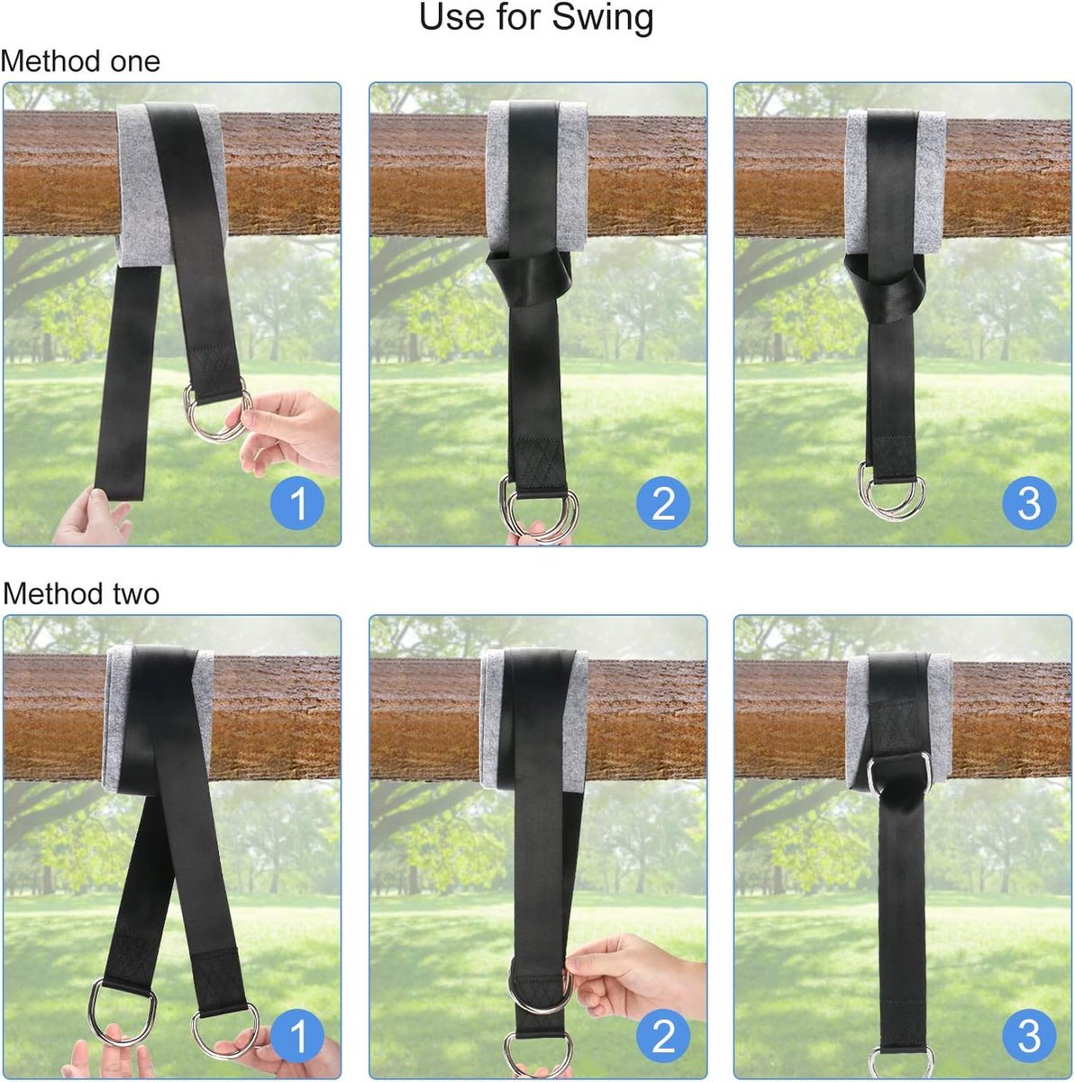 Sangle Balancoire Arbre Kit Suspension Hamac 2 Sangles + 2 Mousquetons - Résistance 400kg - Parfait Camping Et Jardin Mousquetons Hamac Plein Air