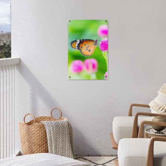 Affiche jardin - Papillon - Insectes - Fleurs - Fauna - Décoration de jardin - 40x60 cm - Toile jardin