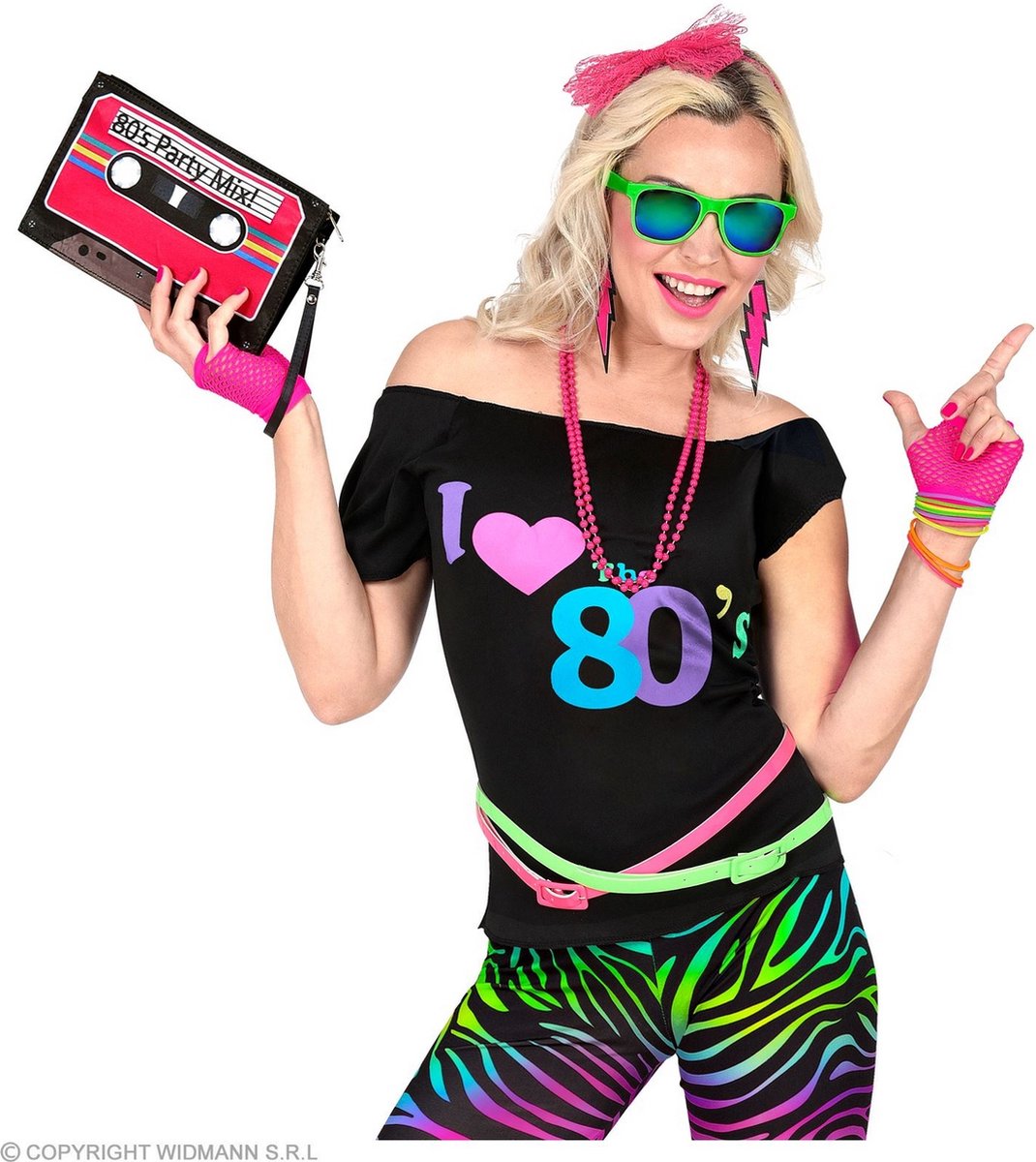 Disco shirt dames 80's neon