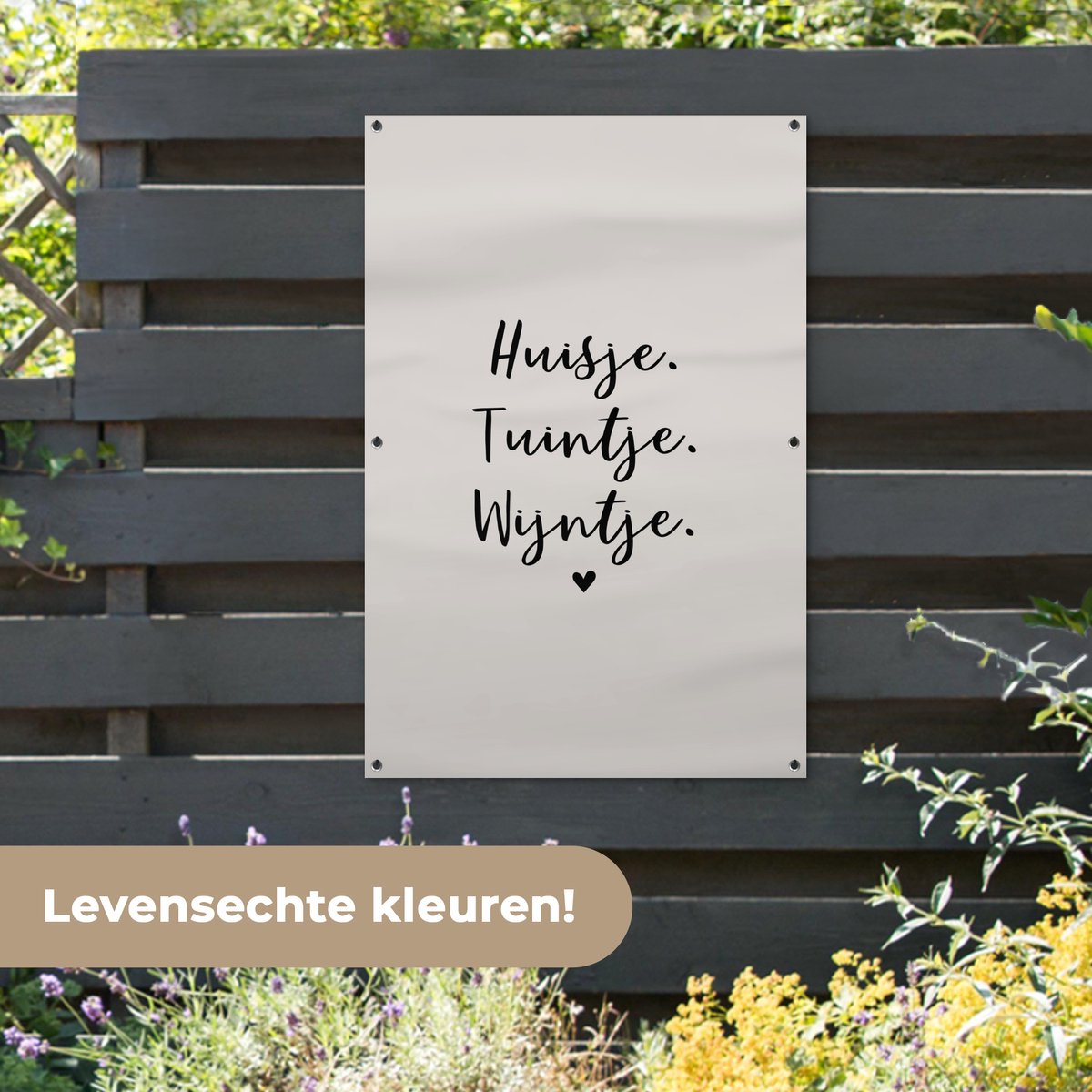 Texte d'affiche de jardin - Huisje Tuintje Wijntje - Citations - Décoration  de jardin