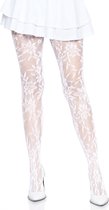 Leg Avenue - Seamless Floral Lace Net panty - Wit
