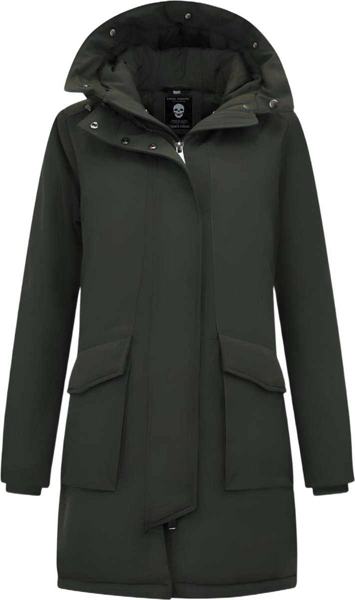 Winterjas Dames - Dames Jas - Lange Winterjas Dames - Winterjas Dames Volwassen - Winterjas Dames Gewatteerd - SLIM FIT model - 2728 - Groene Jas Dames