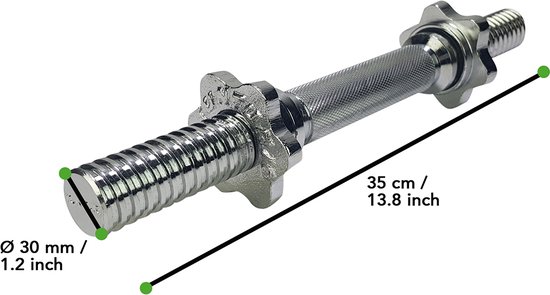 Tunturi Dumbell Gietijzer totaal 15kg - Halterset met schroefsluiting - Dumbbell Set - 1 Halterstang - 30mm - Incl. gratis fitness app