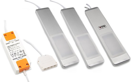 kalb Material für Möbel Led-kledingkastverlichting, opbouwlamp, kastverlichting, 600 mm, keuze: set van 4, warm wit