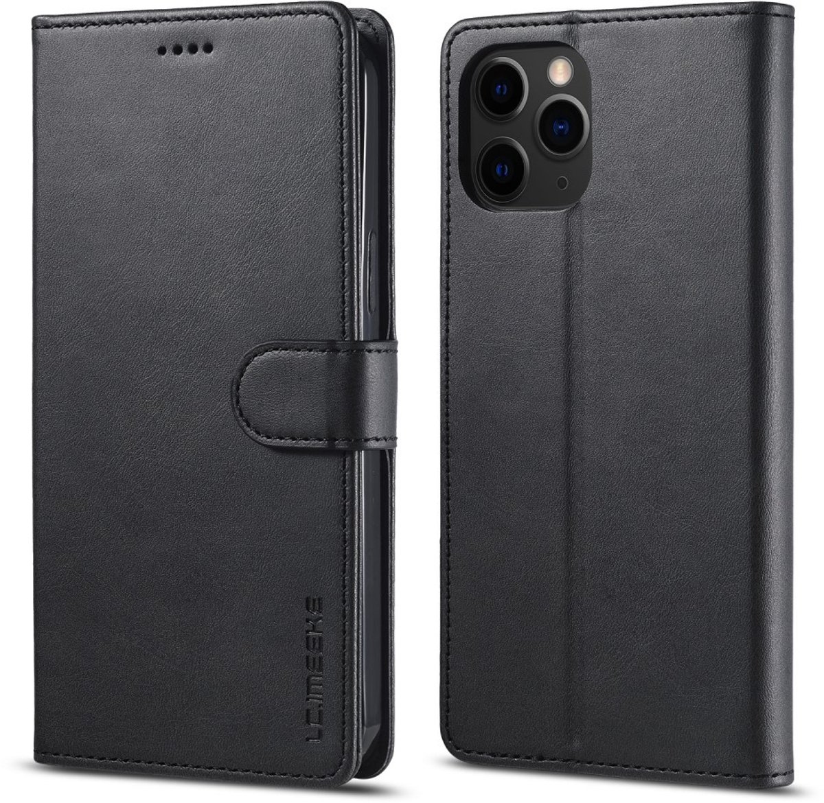 LC.IMEEKE Hoesje - Geschikt voor iPhone 12 Mini Hoesje - LC.IMEEKE Luxe Book Case - Zwart