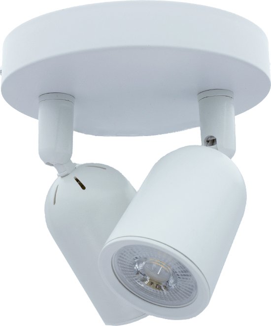 Dubbel Plafondspot armatuur - Kantoorlamp - LOCASTE - Voor 2x GU10 lampjes  - Wit | bol