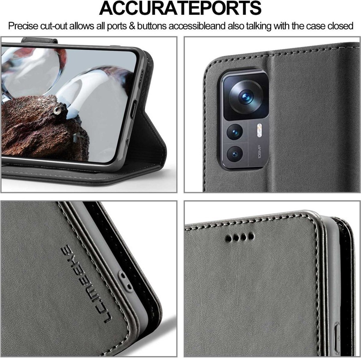 Housse Pour Xiaomi 12T Et 12T Pro Clapet Portefeuille Fonction Support Video Avizar Dore