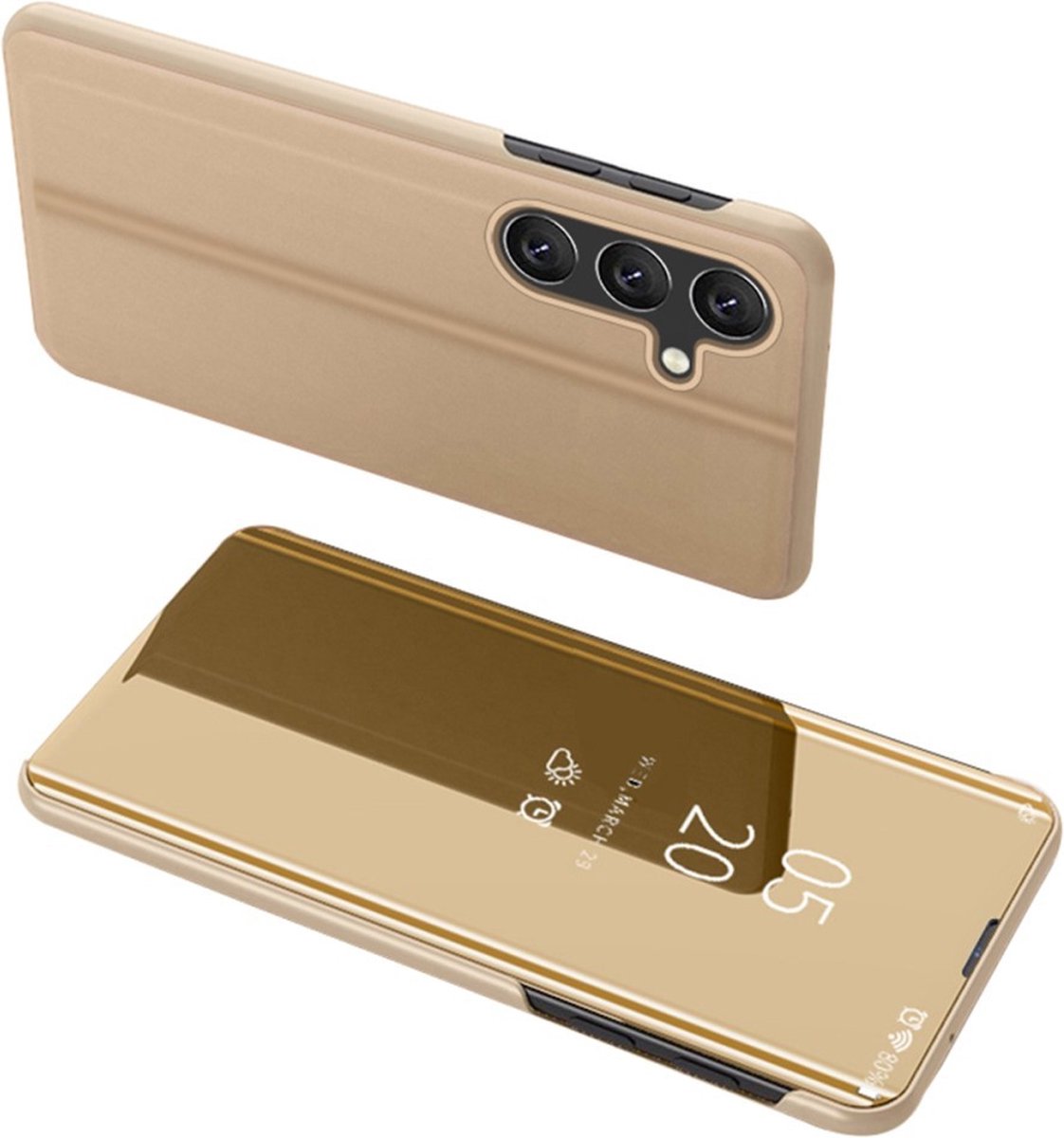 Hoesje - Geschikt voor Samsung Galaxy A54 Hoesje - Mirror View Case - Goud