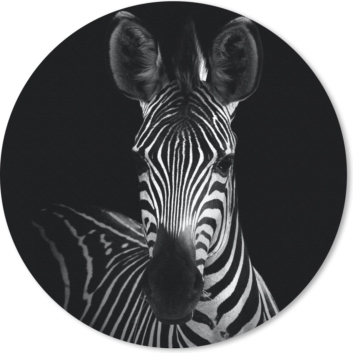 Muismat rond 40x40 cm - Mousepad Zebra - Zwart - Wit - Dieren - Ronde muismatten