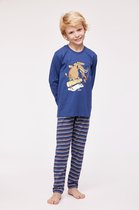 Woody pyjama jongens - mammoet - blauw - 232-10-PLS-S/834 - maat 116