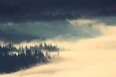 Fotobehang Amazing Autumn Sunrise Image In Mountains, Autumn Morning Dawn, Nature Colorful Background, Carpathians Mountains, Ukraine, Europe - Vliesbehang - 315 x 210 cm