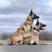X-Destroyer Hondentuigje, tactisch hondenharnas, 3 handgrepen, heavy duty, met metalen gespen, licht Bruin, Maat M