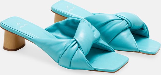 Mangará Dames schoenen Caroba Geitenleer - Smalle breedte - 4,5cm blokhak - Turquoise - Maat 40