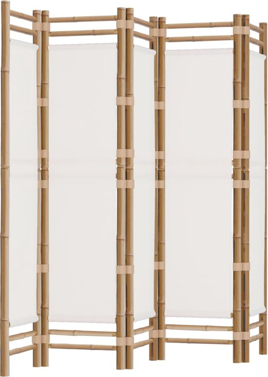 vidaXL-Kamerscherm-5-panelen-inklapbaar-200-cm-bamboe-en-canvas