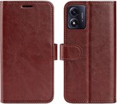 Motorola Moto E13 Hoesje - MobyDefend Wallet Book Case (Sluiting Achterkant) - Bruin - GSM Hoesje - Telefoonhoesje Geschikt Voor Motorola Moto E13