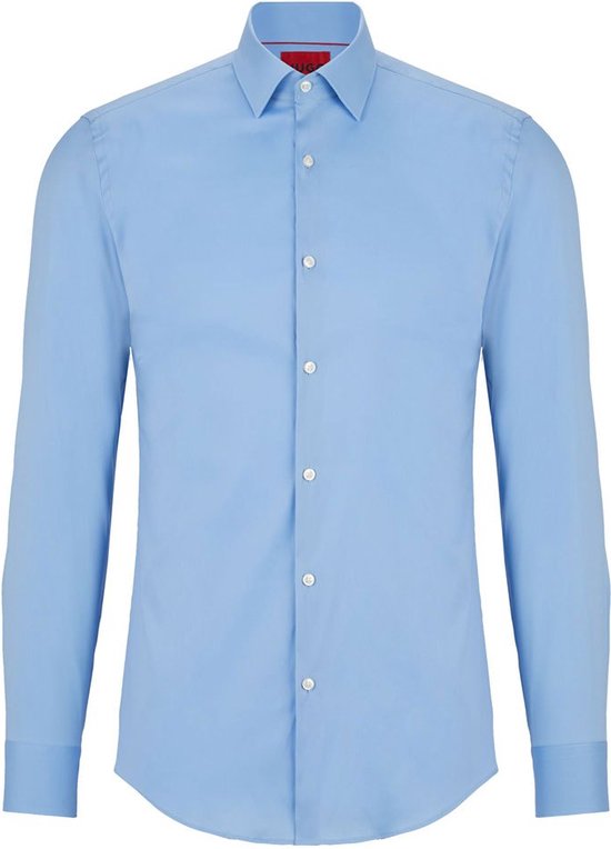 HUGO Kenno slim fit overhemd - popeline - blauw - Strijkvriendelijk - Boordmaat: 42