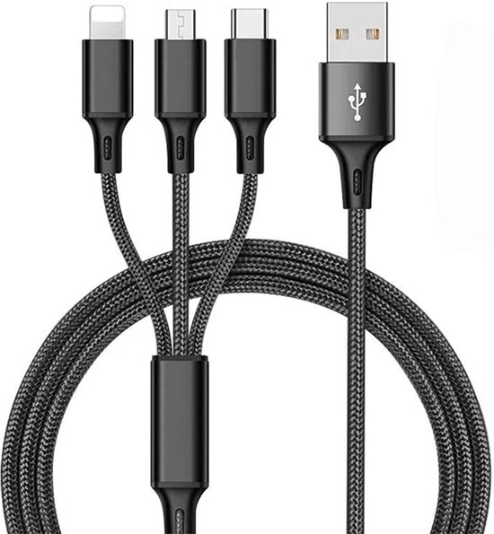 Câble de charge 3 en 1 USB-C, Micro-USB & Apple Lightning - Charge