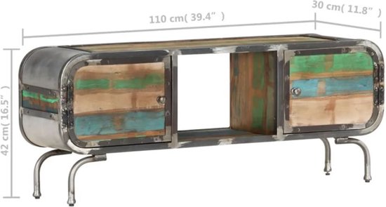vidaXL - Tv-meubel - 110x30x42 - cm - massief - gerecycled - hout - meerkleurig