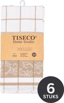 Tiseco Home Studio - Keukenhanddoek PHARAO ARABESQUE - SET/6 - 100% katoen - met ophanglus - ultra-absorberend - sneldrogend- duurzaam materiaal - 50x70 cm - Zand