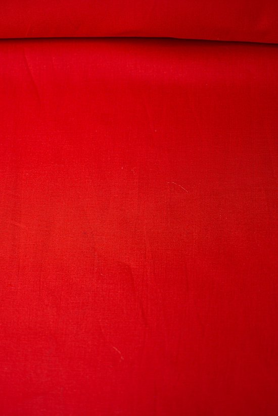 Katoen uni vuur rood 1 meter - modestoffen voor naaien - stoffen