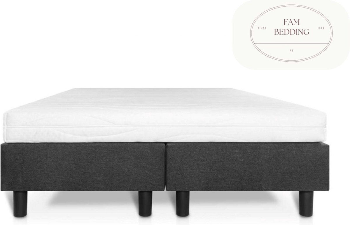 FAM BEDDING 2 Persoons Boxspring Studio Luxe Pocketvering HR matras – Antraciet 80x190
