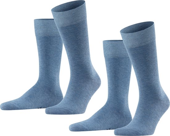 FALKE Happy 2-Pack katoen multipack sokken heren blauw - Matt 43-46