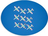 PVC Schuimplaat Ovaal - Negen Vliegtuigen Vliegend in Vierkant - 28x21 cm Foto op Ovaal (Met Ophangsysteem)